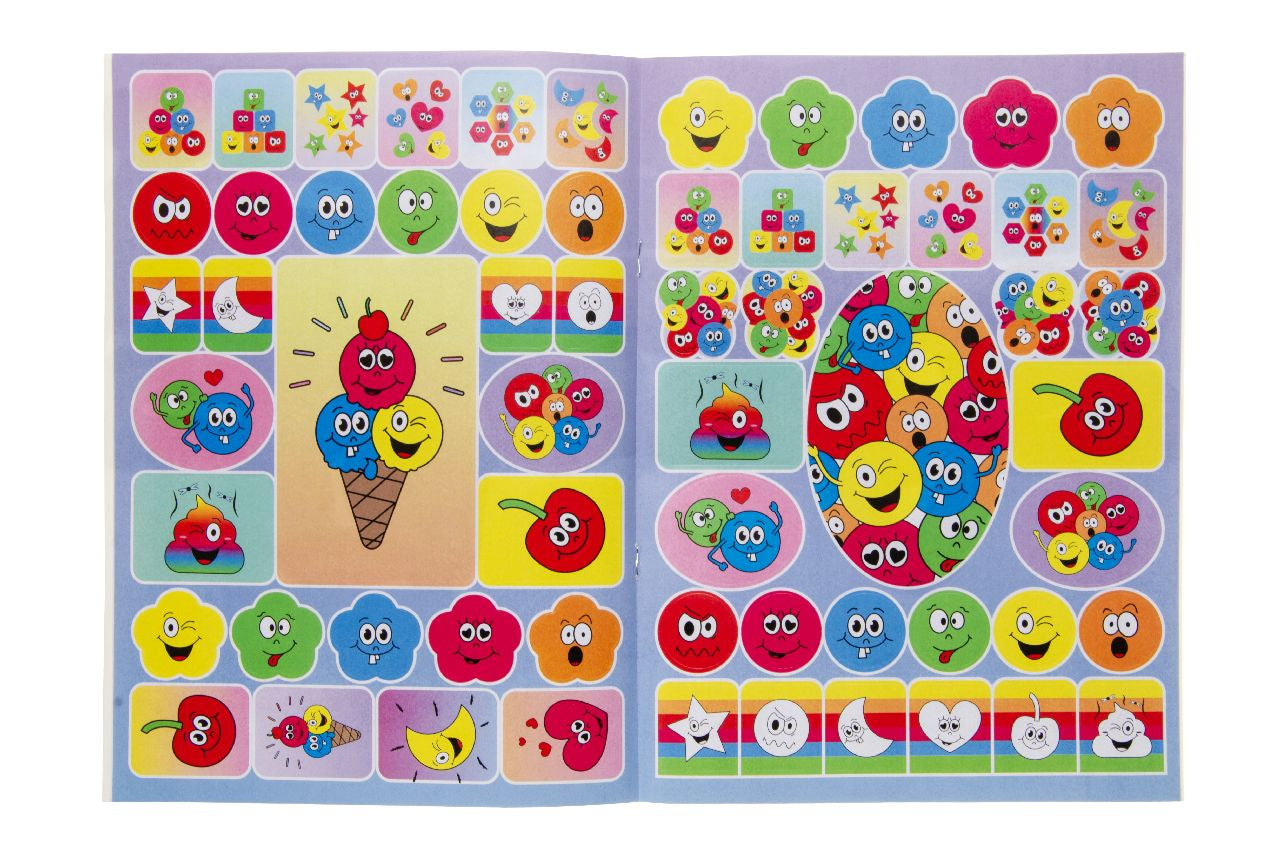 Pack of 12 A4 Emotion Faces Coloring Books with Stickers