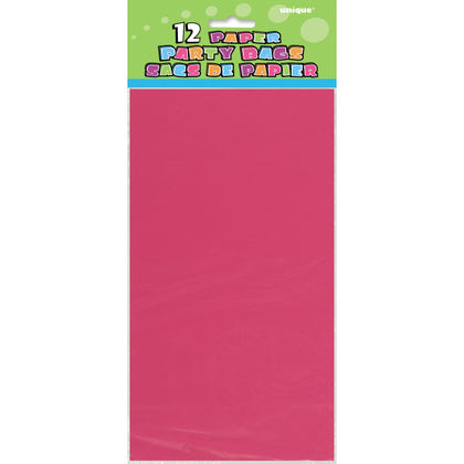 Pack of 12 Hot Pink Paper Party Bags