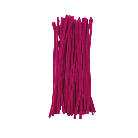 Pack of 50 Hot Pink Coloured Pipe Cleaners 30cm x 6mm Craft Chenille Stems