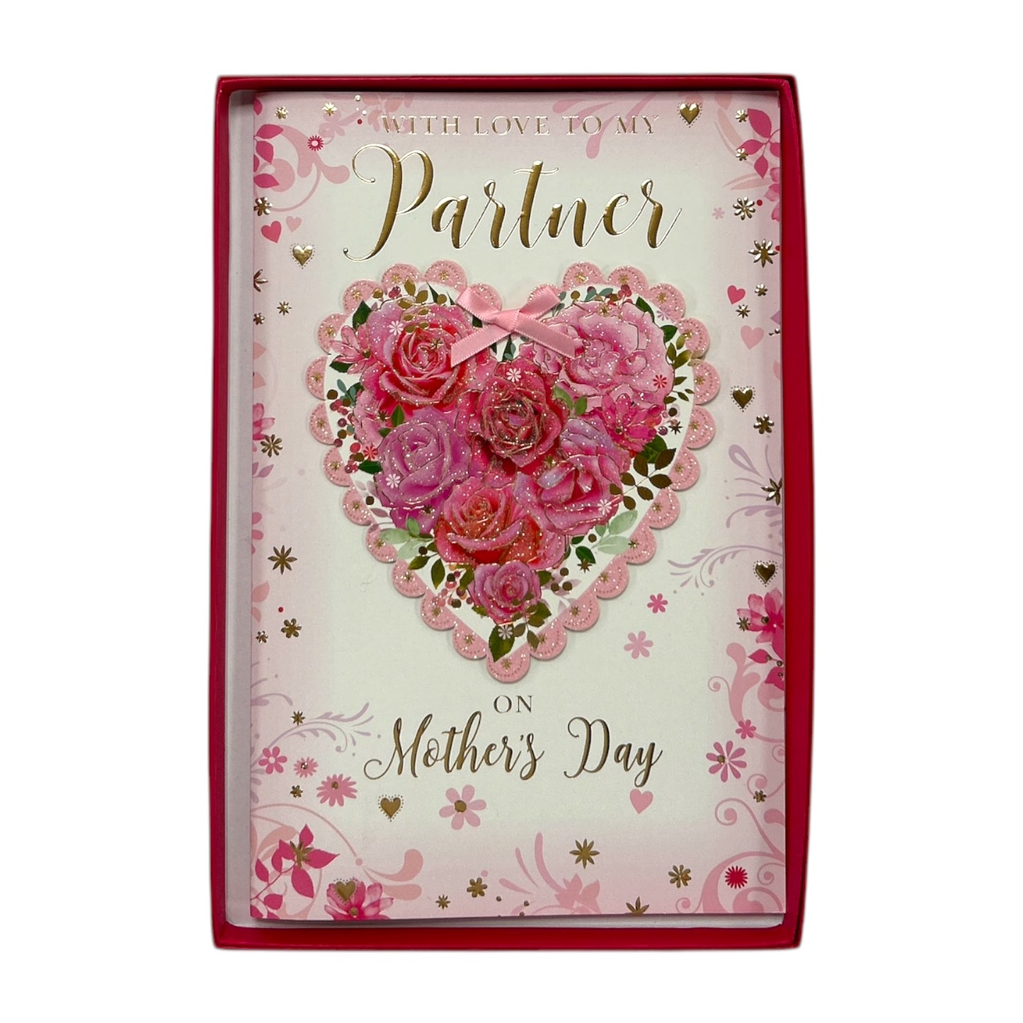 With Love to My Partner Floral Heart Design Keepsake Mother's Day Boxed Card