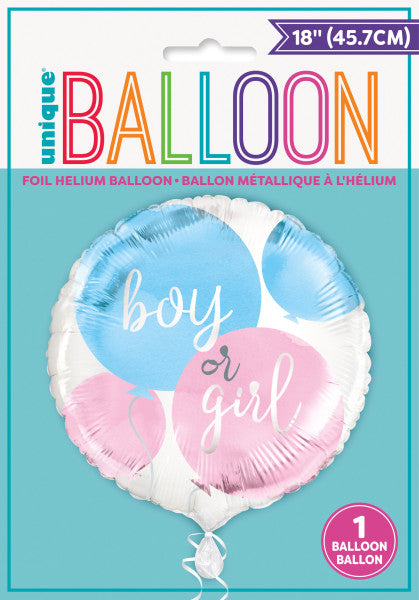Gender Reveal Party Round Foil Balloon 18