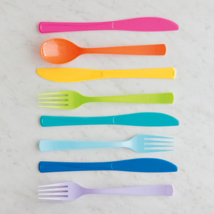 Pack of 18 Terrific Teal Assorted Plastic Cutlery