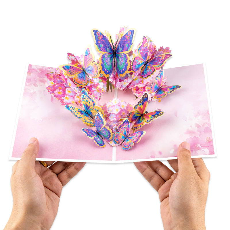 Wings of Color Cherry Blossom 3D Pop Up Greeting Card