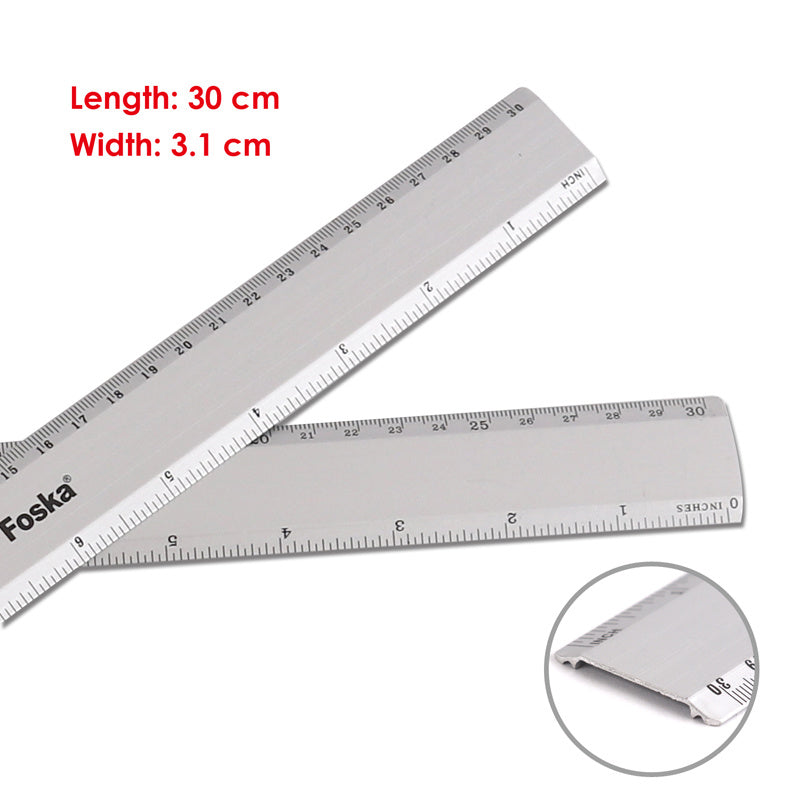 30cm Aluminium Ruler - Metal CM (mm) Inch Measurements