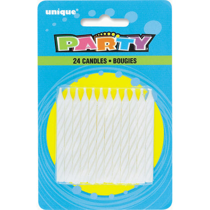 Pack of 24 White Spiral Birthday Candles