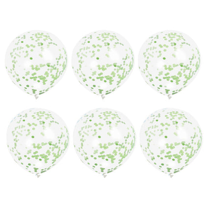 Pack of 6 Clear Latex Balloons with Lime Green Confetti 12