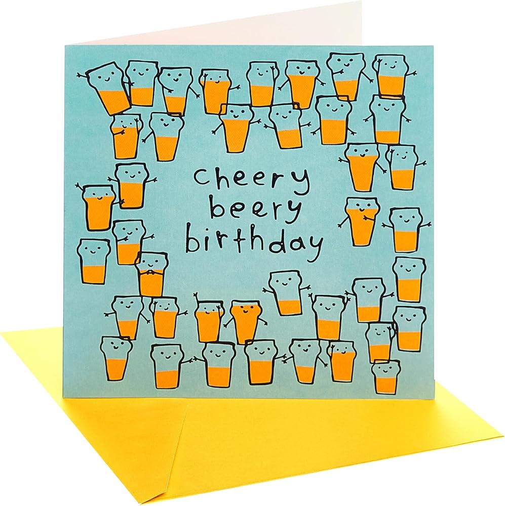 Benny Lots of Beer Glasses Cheering Design Birthday Card