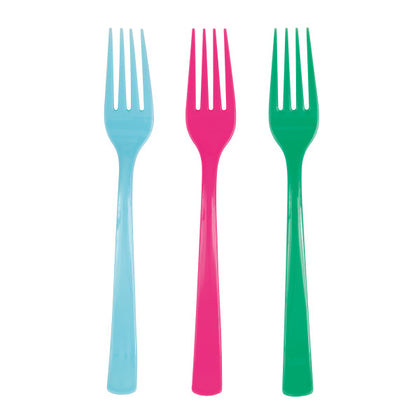 Pack of 18 Assorted Colours Plastic Forks