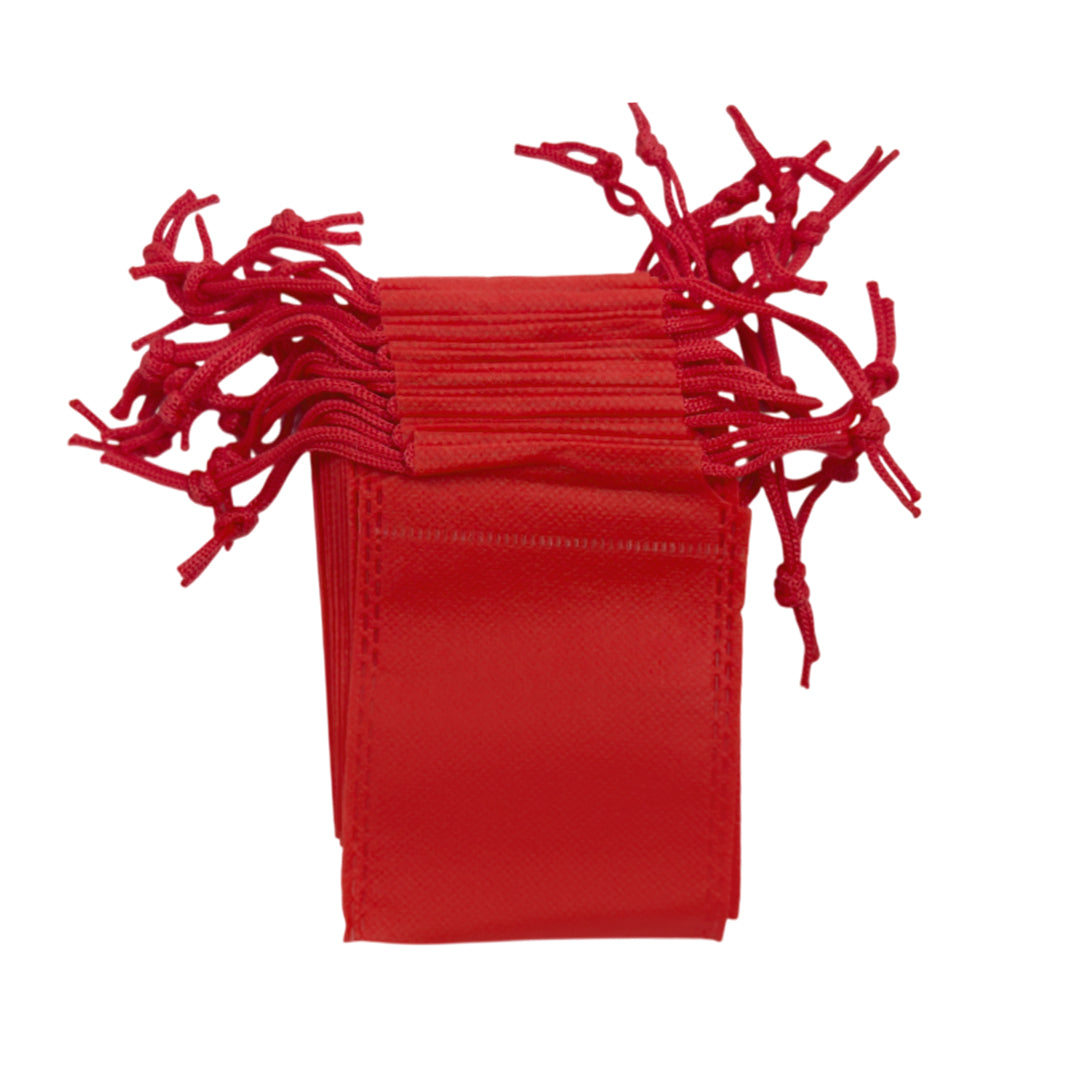 Pack of 25 Red Coloured 12x9cm Non-Woven Drawstring Bags