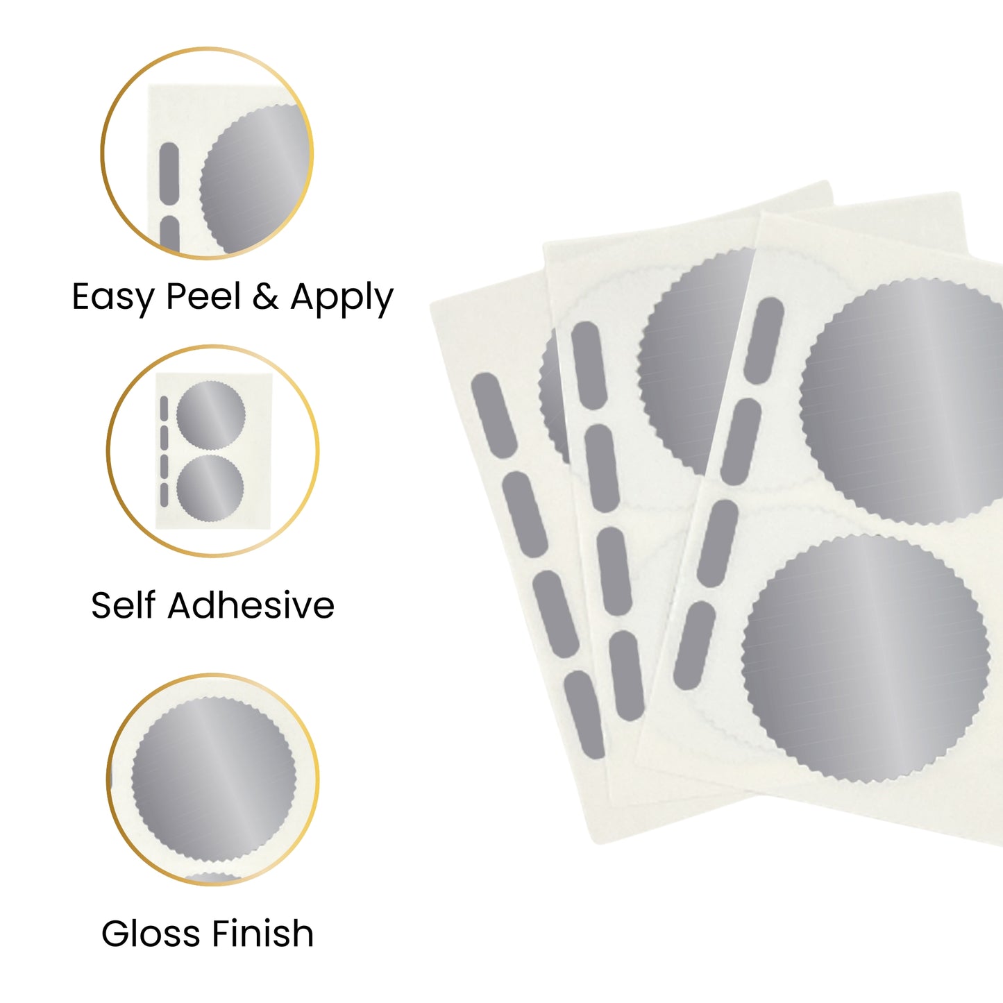 Pack of 72 Silver Foil Company Seals Labels 50mm