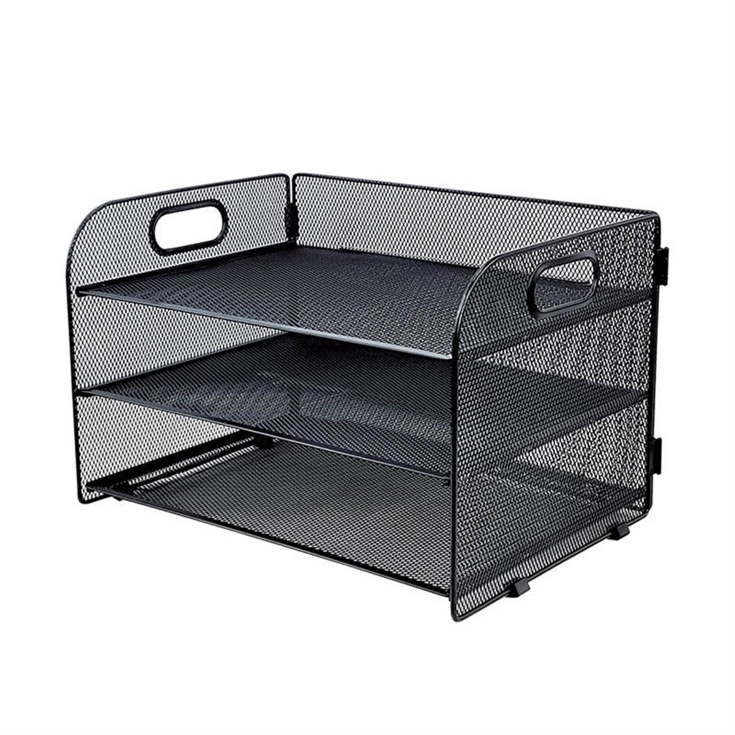 Black Multi-layer Desktop Document Storage Basket Rack 35 x 30 x 27.5c ...