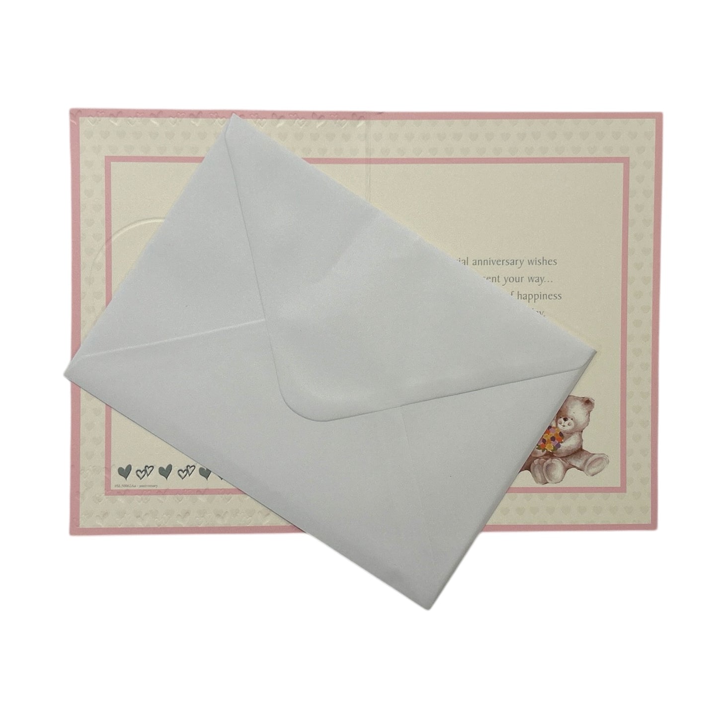 Nan & Grandad Cute Teddies In Pink Heart Anniversary Card