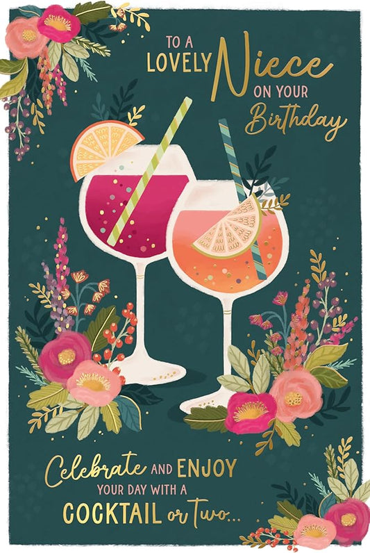 Cocktail Glasses Lovely Niece Stylish Birthday Card