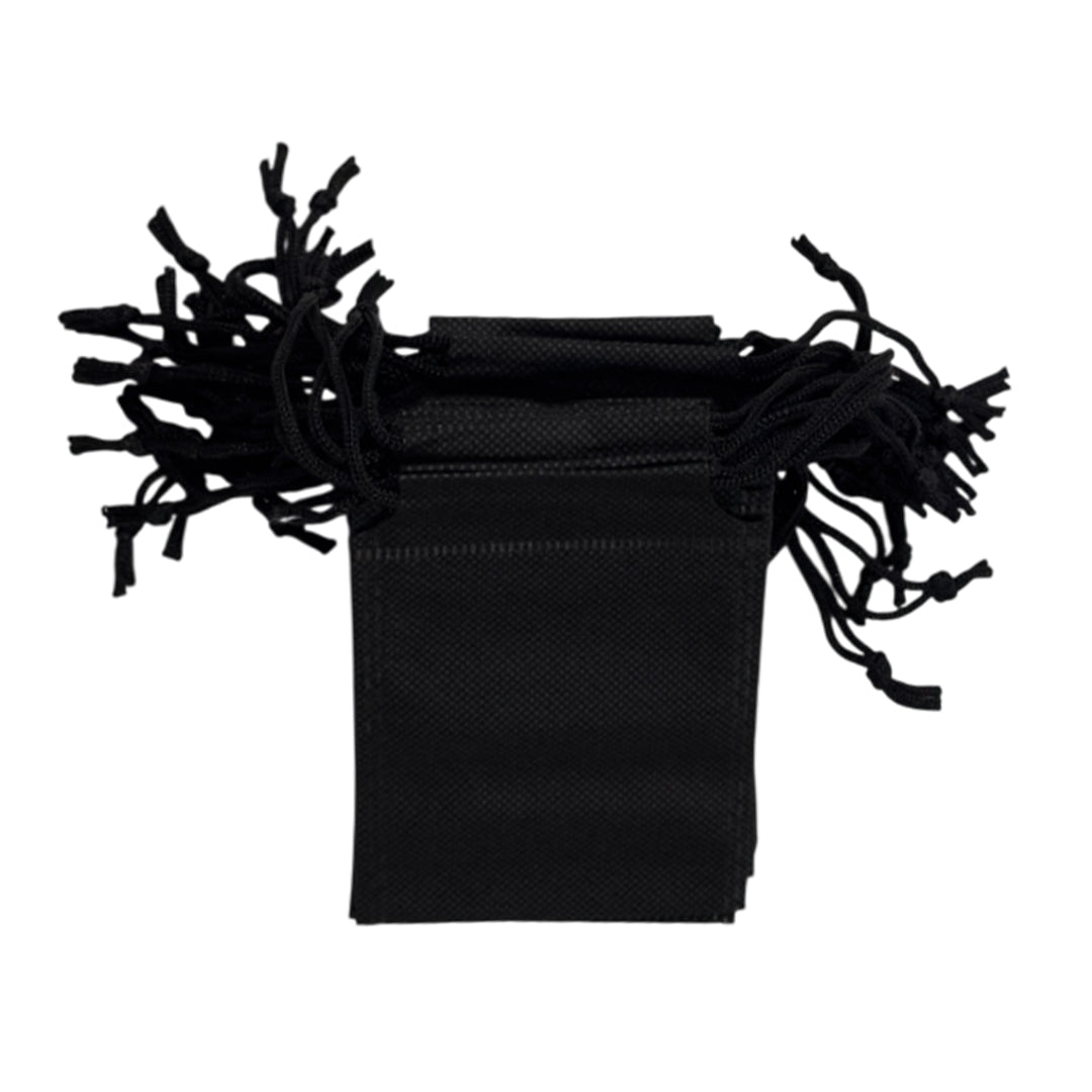 Pack of 25 Black Coloured 12x9cm Non-Woven Drawstring Bags