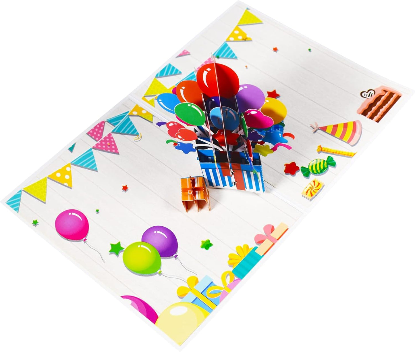 Colorful Balloons Gift Box Design 3D Pop Up Birthday Card