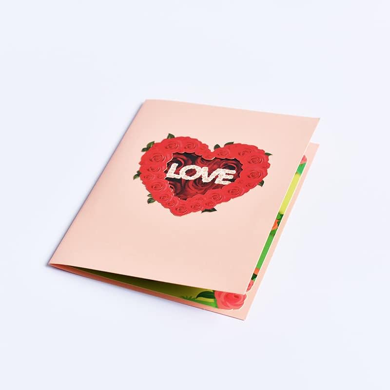 Triple Rose Heart "LOVE" 3D Pop Up Greeting Card