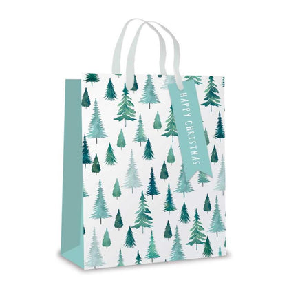 Pack of 12 Foil Finished Christmas Trees Design Large Size Gift Bags