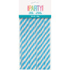 Pack of 40 Powder Blue Striped Paper Straws