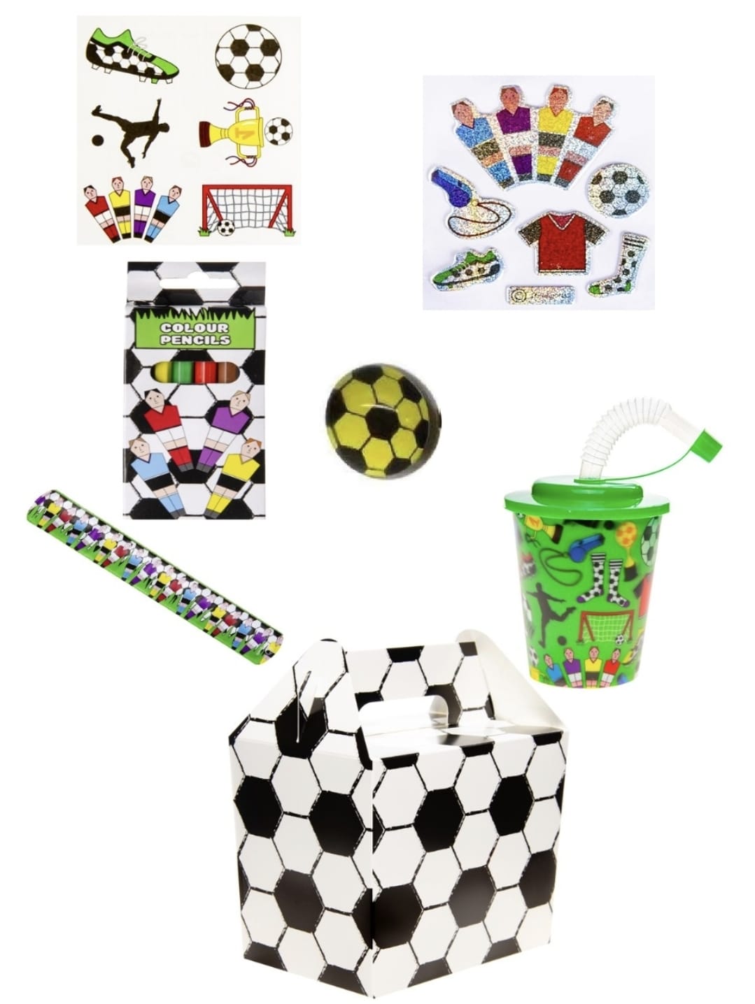 Pack of 10 Pre Filled Football Theme Kids Party Favour Boxes – Gift Boxes with Reusable Cup & Themed Toys