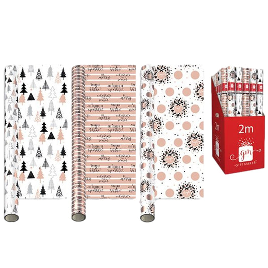 2M Luxury Rose Gold Foil Christmas Gift Wrapping Paper