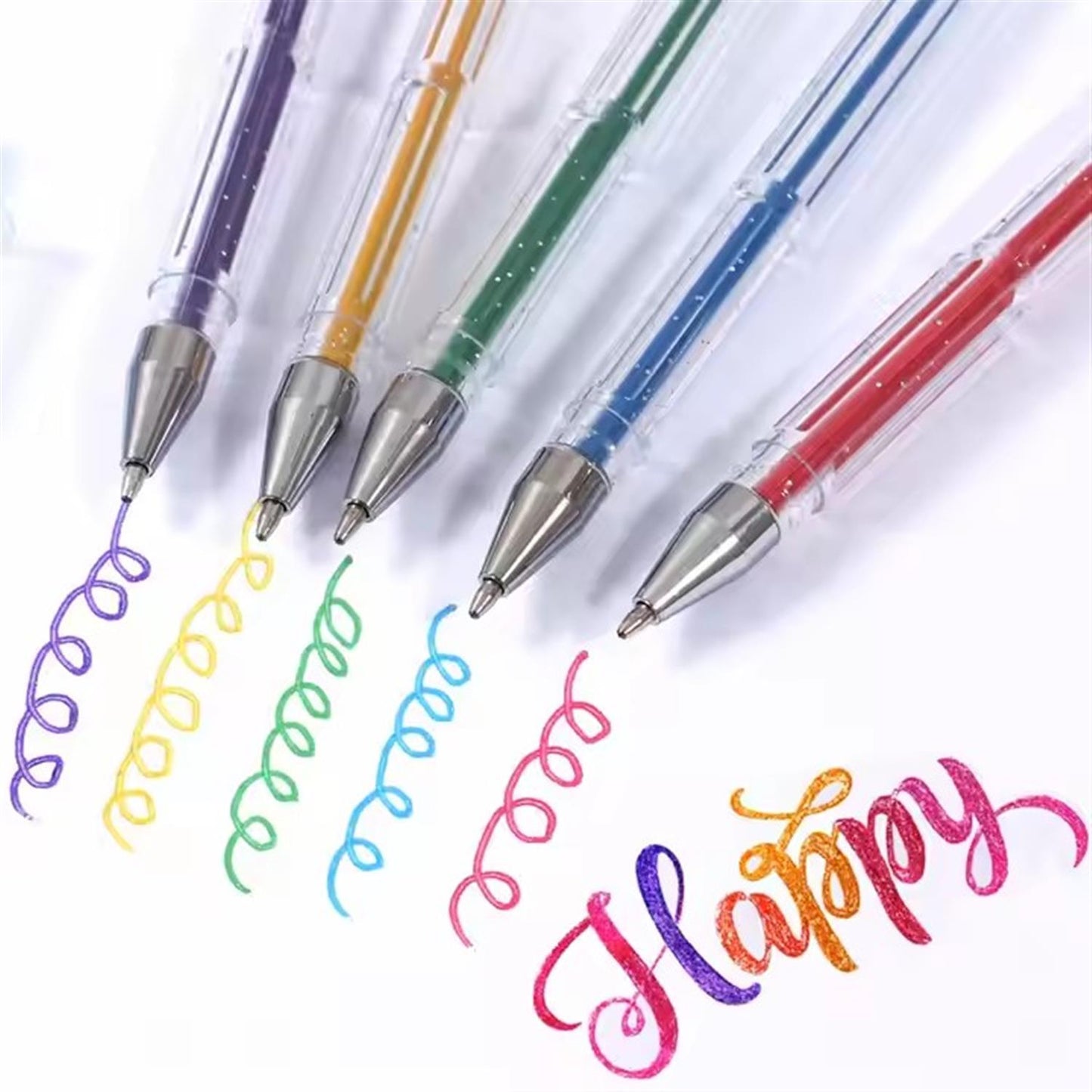 Pack of 60 Assorted Coloured Gel Ink Pens Set - Primary, Pastel, Metallic, Neon, Glitter