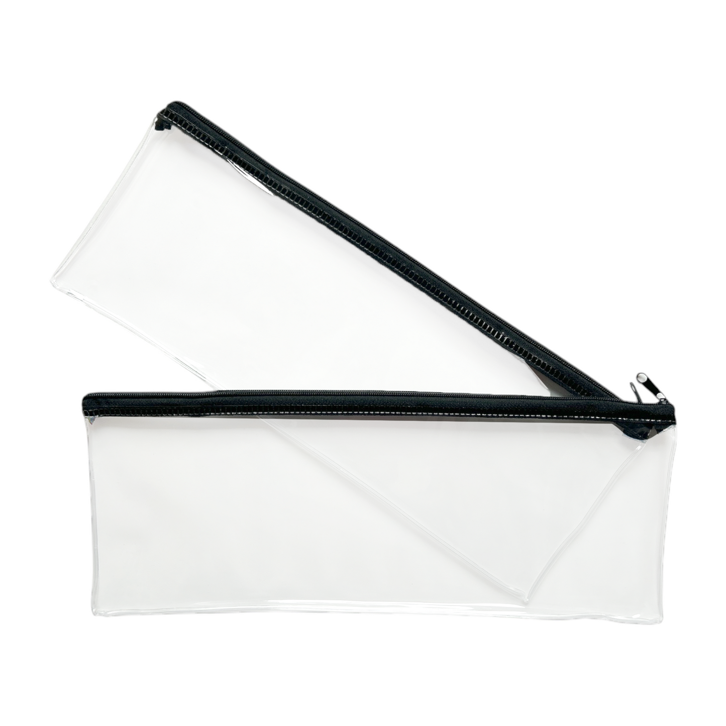Pack of 2 Janrax 13x5" Black Zip Clear Exam Pencil Cases