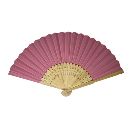 Pink Paper Foldable Hand Held Bamboo Wooden Fan by Parev