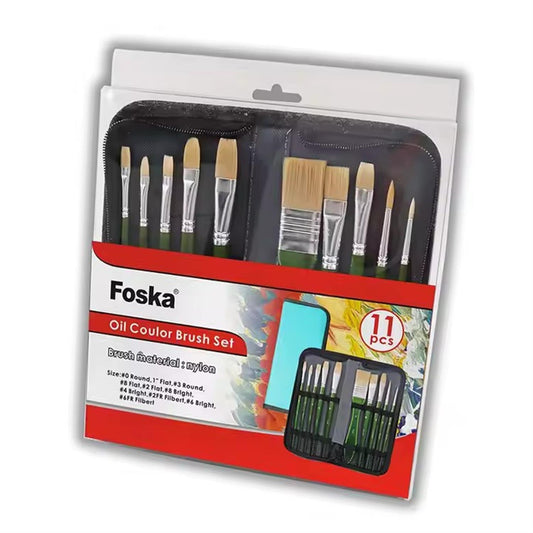 Pack of 11 Pieces Nylon Oil Color Brush Set for Painting