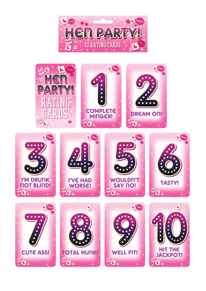 10 Pieces Hen Party Rating Cards 300gsm