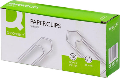 Pack of 1000 Paperclips No Tear 26mm