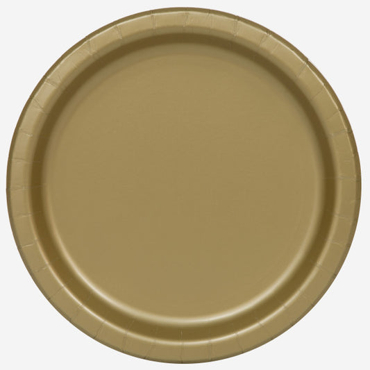 Pack of 16 Solid Gold Rould 9 inch Dinner Plates