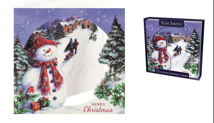 Pack of 12 Luxury Snowman Design Christmas Cards
