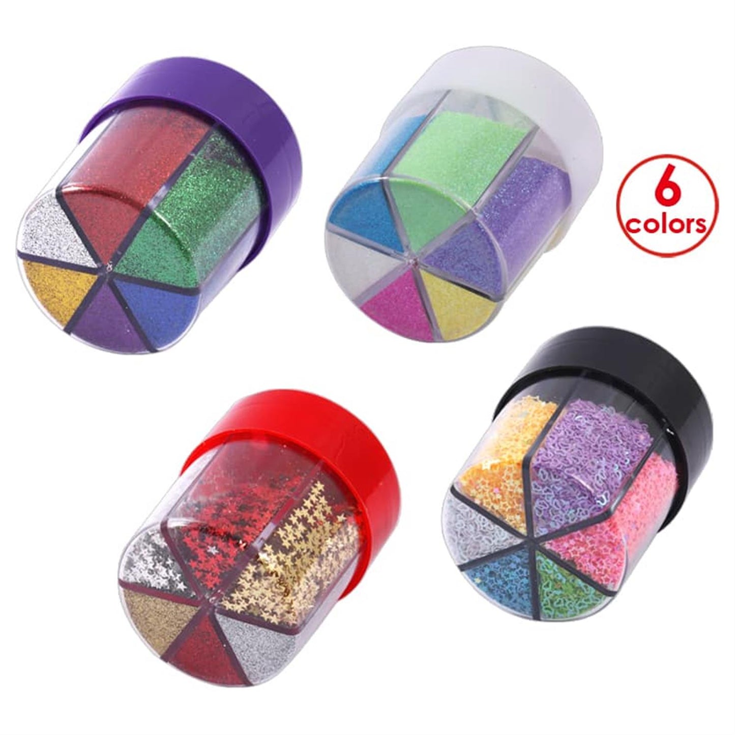 Pack of 6 Colors DIY Decoration Multi‑Shape Glitters