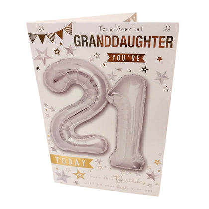 To A Special Granddaughter You're 21 Balloon Boutique Greeting Card