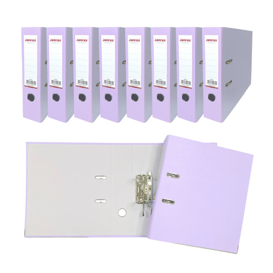 Pack of 10 A4 Pastel Purple Paperbacked Lever Arch Files by Janrax