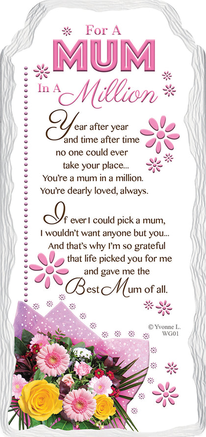 For a Mum In a Million Sentimental Handcrafted Ceramic Plaque