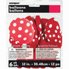 Pack of 6 Ruby Red Dots 12" Latex Balloons