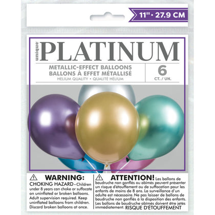 Pack of 6 Assorted Solid Color Platinum 11