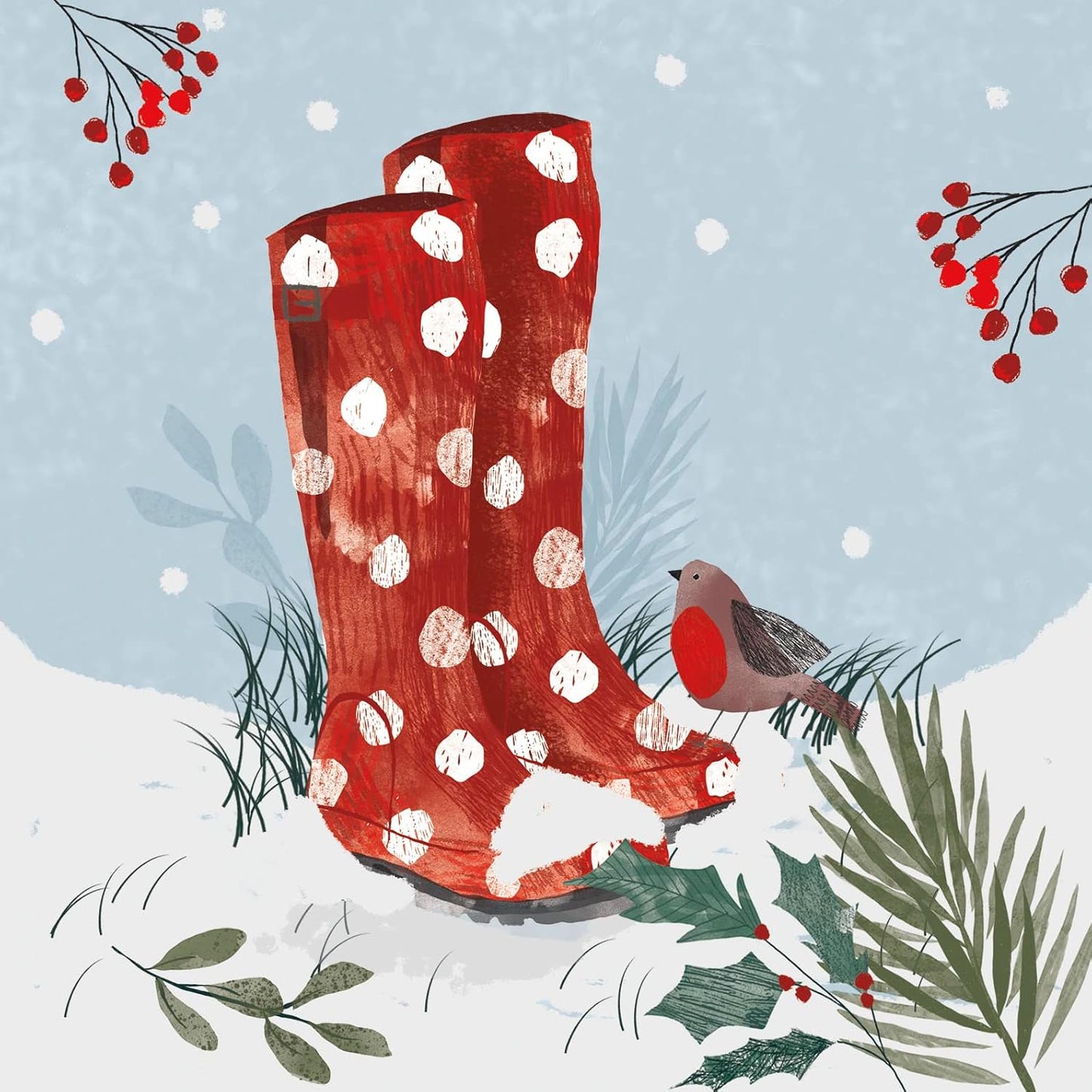 Pack of 8 Robin & Winter Wellies Samaritans Charity Christmas Cards