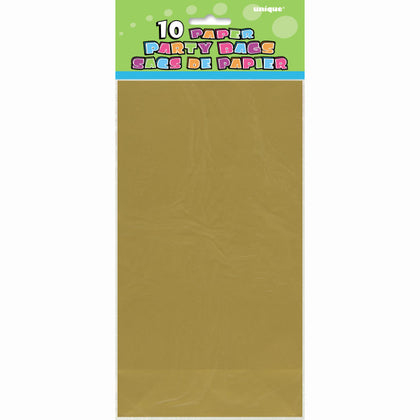 Pack of 10 Gold Metallic Paper Party Bags