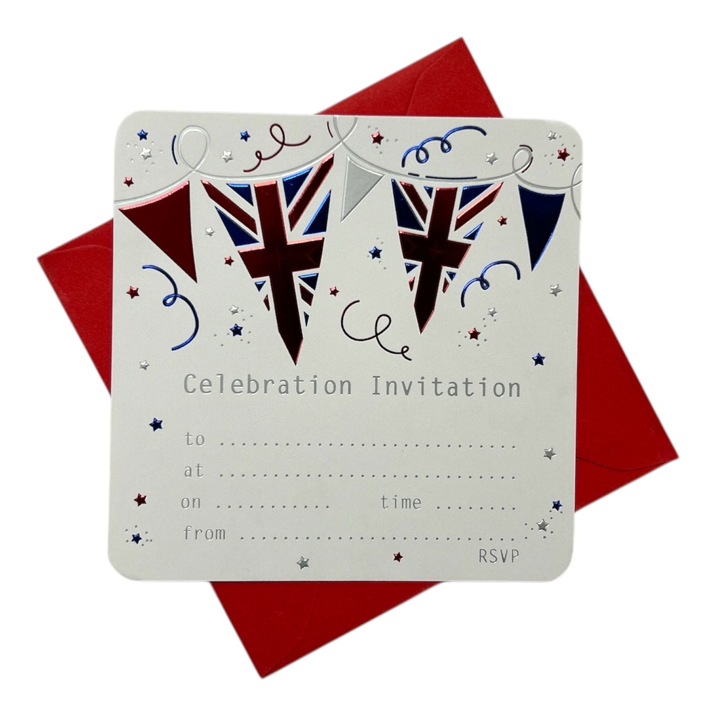 Pack of 10 Union Jack Great Britain Jubilee Invitation Cards