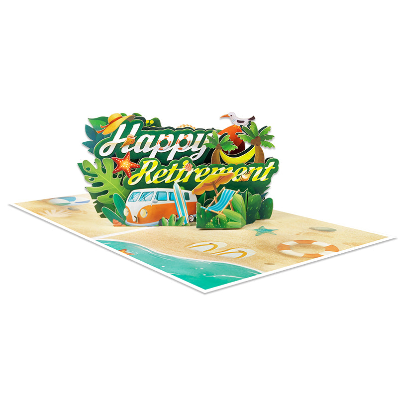 Chill & Cheers Beach Themed 3D Pop Up Retirement Card