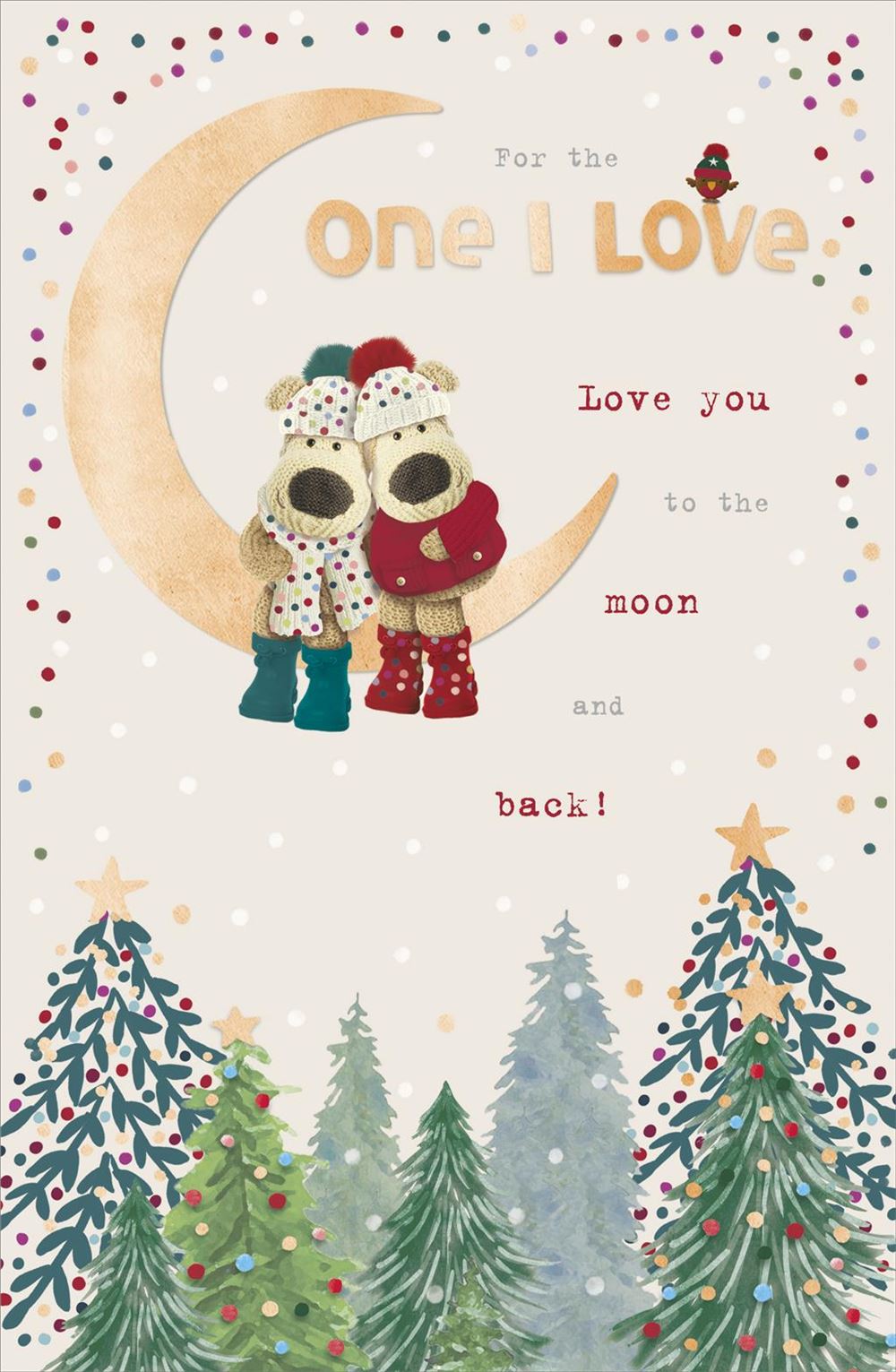 Boofles Sat On Moon One I Love Christmas Card