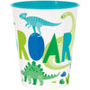 Pack of 4 Blue & Green Dinosaur "ROAR" 10oz Plastic Stadium Cups
