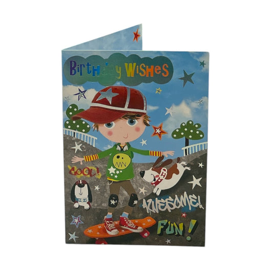 Trendy Pops Boy On Hoverboard Design Juvenile Open Birthday Card