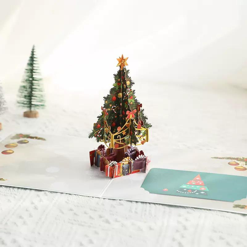 Classic Xmas Tree Holiday Elegance 3D Pop Up Christmas Card