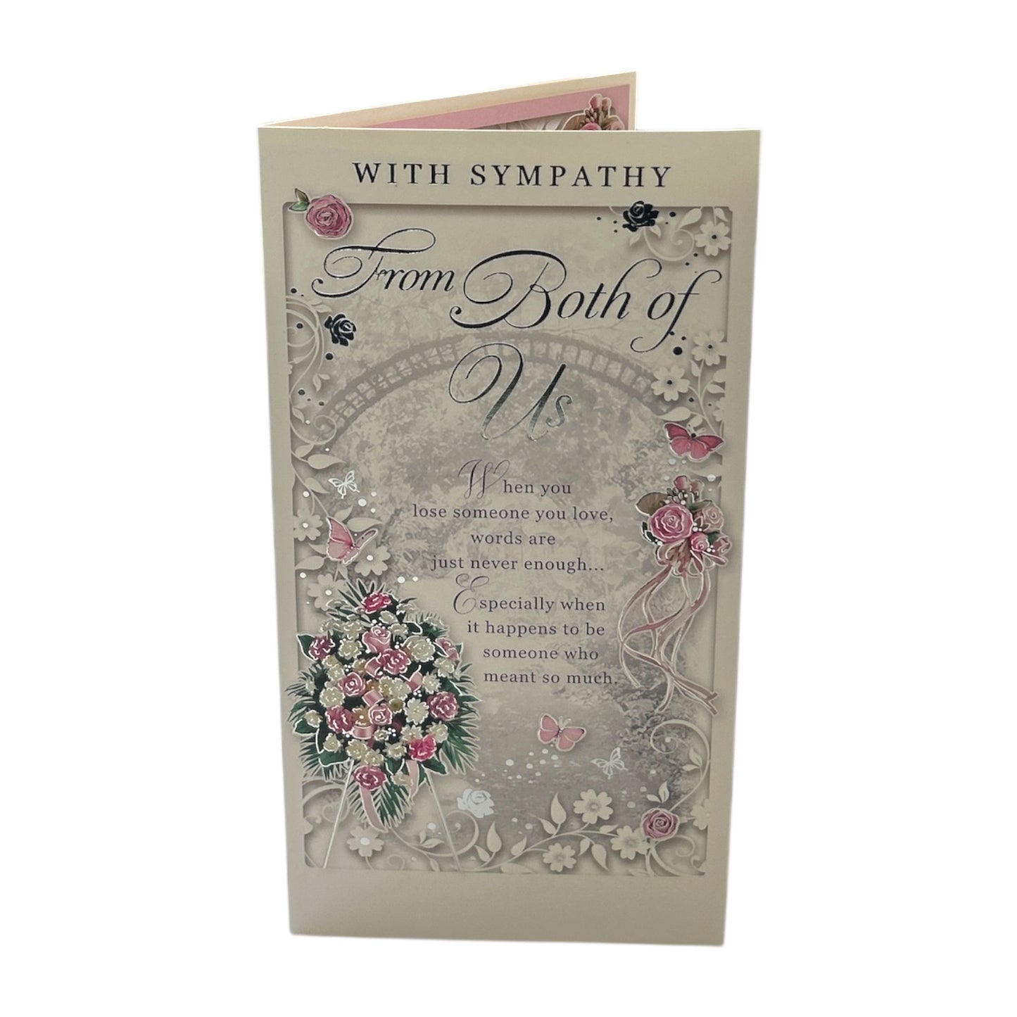 From Both of Us Embossed Flowers Design Sympathy Opacity Card