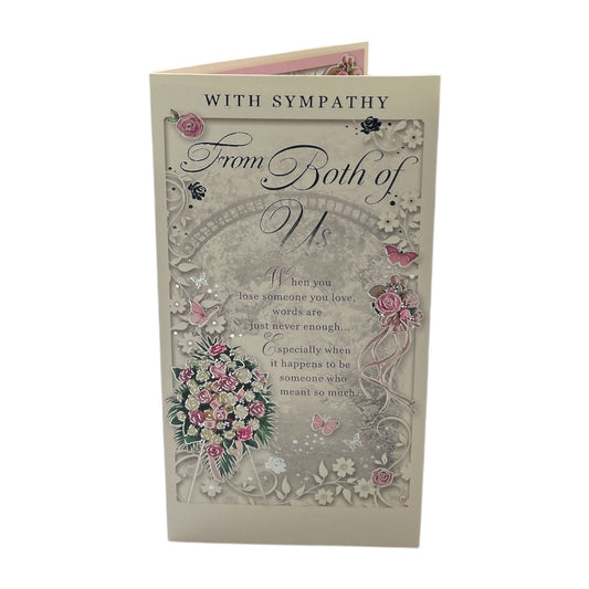From Both of Us Embossed Flowers Design Sympathy Opacity Card