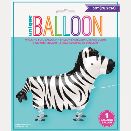 Walking Pet Zebra Foil Balloon