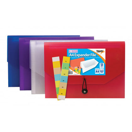 13 Pocket A4 Expander File (Assorted Colours)